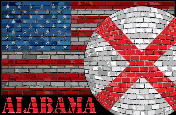 Alabama Flagga Usa Flagga Bakgrund Illustration Bollen Med Alabama Flagga — Stockfoto