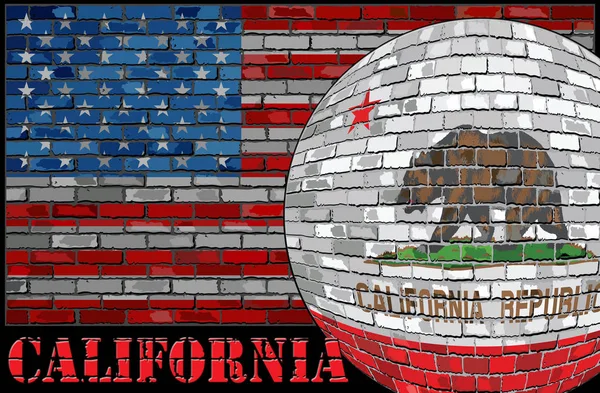 California flag on the USA flag background - Illustration, Ball with California flag