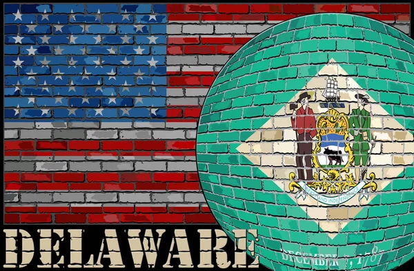 Delaware Flagge Auf Dem Flaggenhintergrund Illustration Ball Mit Delaware Flagge — Stockfoto