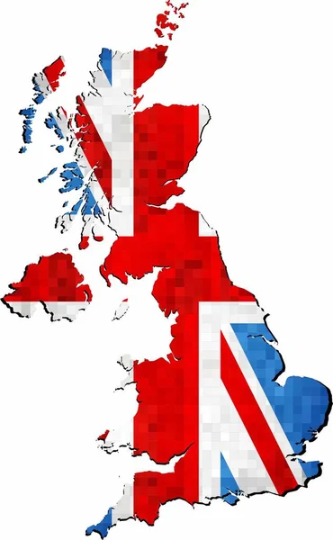 Grunge United Kingdom Map Flag Иллюстрация Карта Вектора Великобритании Абстрактный — стоковый вектор