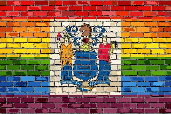 Brick Wall New Jersey Bandeiras Gays Ilustração Bandeira Arco Íris — Vetor de Stock
