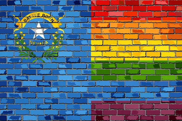 Parede Tijolo Nevada Bandeiras Gays Ilustração Bandeira Arco Íris Tijolo —  Vetores de Stock