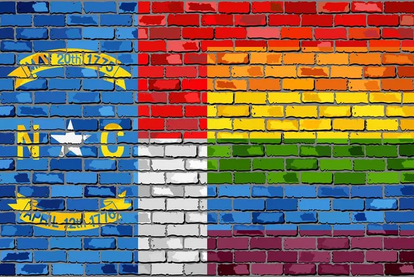 Brick Wall North Carolina Gay Flags Illustration Rainbow Flag Brick — Stock Vector