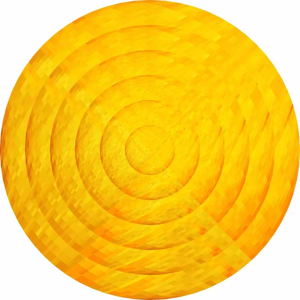 Концентрические Желтые Круги Мозаике Иллюстрация Желтая Кнопка Стиле Мозаики — стоковый вектор