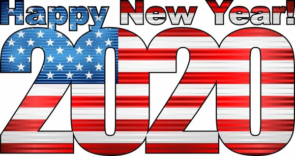 Boldog Évet 2020 Ban Usa Zászlajával Belsejében Illusztráció 2020 Boldog — Stock Vector