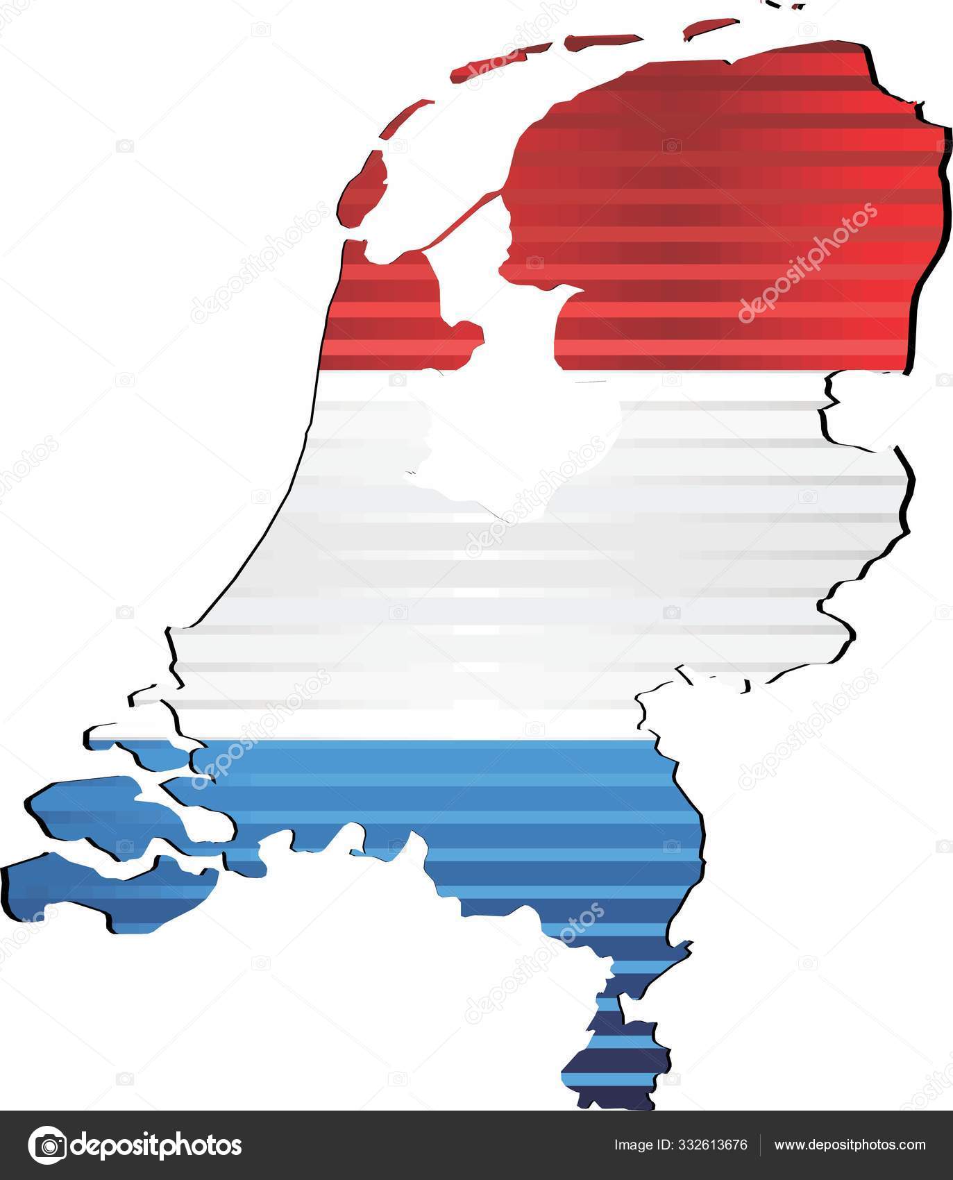 Mapa Grunge Brilhante Holanda Ilustração Mapa Tridimensional Holanda