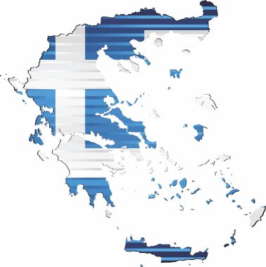 Yunanistan 'ın Parlak Grunge haritası - İllüstrasyon, Yunanistan' ın Üç Boyutlu Haritası