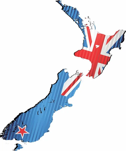 Mappa Shiny Grunge Della Nuova Zelanda Illustrazione Mappa Tridimensionale Della — Vettoriale Stock