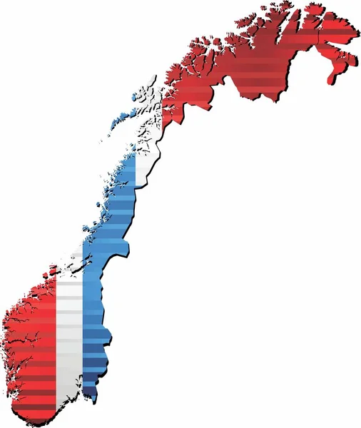 Carte Brillante Norvège Illustration Carte Tridimensionnelle Norvège — Image vectorielle