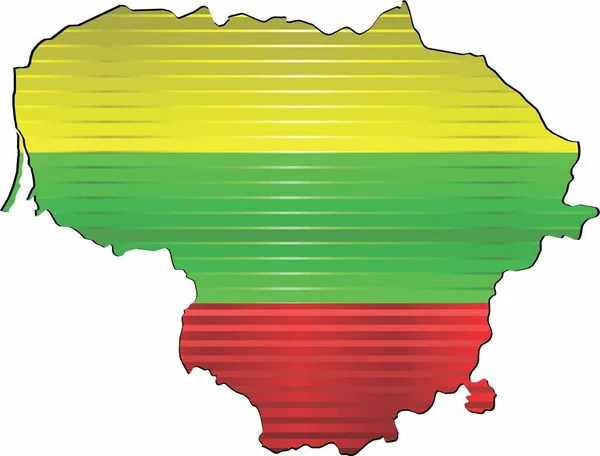 Lesklá Mapa Litvy Ilustrace Trojrozměrná Mapa Litvy — Stockový vektor