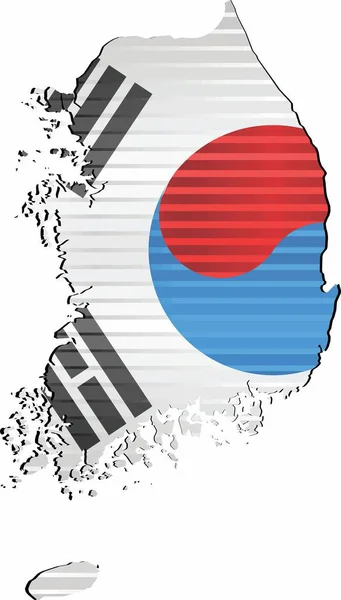 Mapa Grunge Brillante Corea Del Sur Ilustración Mapa Tridimensional Corea — Archivo Imágenes Vectoriales