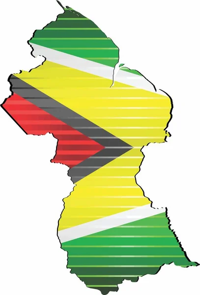 Shiny Grunge Map Guyana Illustration Three Dimensional Map Guyana — Stock Vector