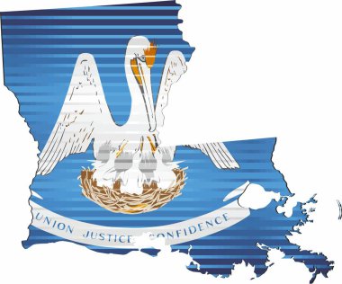 Louisiana 'nın parlak Grunge haritası - İllüstrasyon, Louisiana' nın üç boyutlu haritası