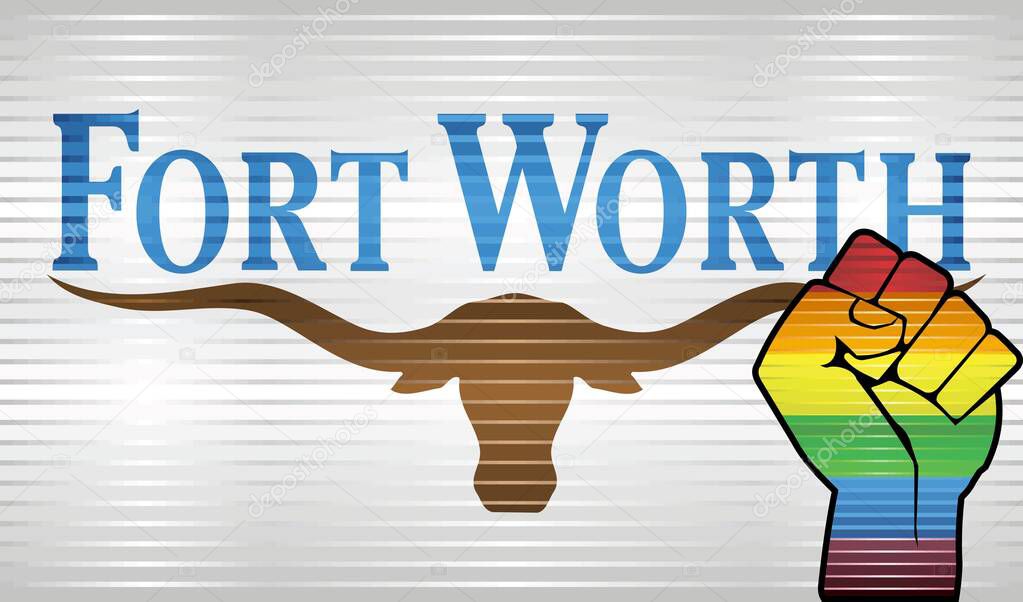 Shiny Grunge Fort Worth and Gay flags - Illustration,Abstract grunge Fort Worth Flag and LGBT flag