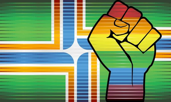 Glänzende Lgbt Protestfaust Auf Einer Portland Flagge Illustration Abstrakte Grunge — Stockvektor