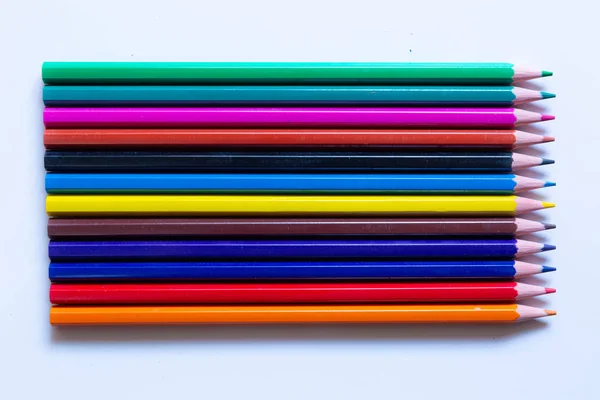 Цветные Карандаши Изолированы Белом Фоне — стоковое фото