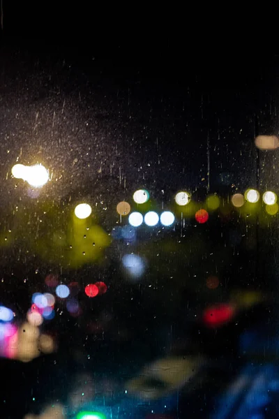 Embaçado Cidade Fundo Com Luzes Estrelas — Fotografia de Stock