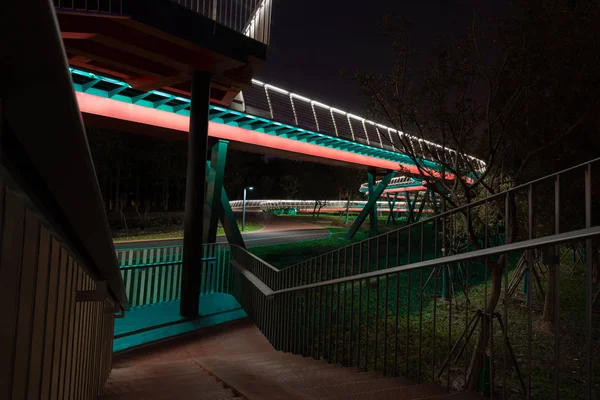 Barevné Světlo Mostu Noci — Stock fotografie