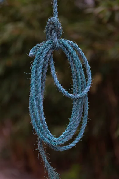 Close Blue Rope Blurred Background — Stock Photo, Image