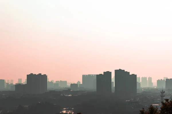 Vista Panorâmica Paisagem Urbana Durante Pôr Sol — Fotografia de Stock