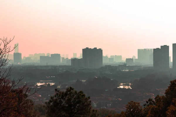 Vista Panorámica Del Paisaje Urbano Durante Puesta Del Sol — Foto de Stock