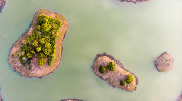 Vedere Pitorească Aeriană Asupra Peisajului Natural Păduri Lacuri — Fotografie, imagine de stoc