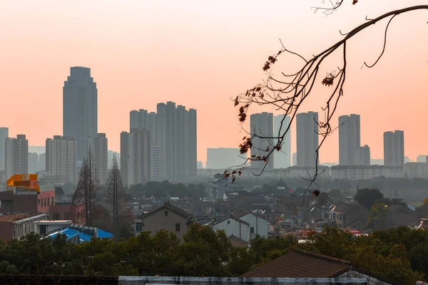 Ciudad Moderna Con Edificios Atardecer — Foto de Stock