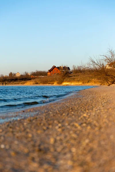 Niveau Surface Plage Avec Petites Pierres — Photo