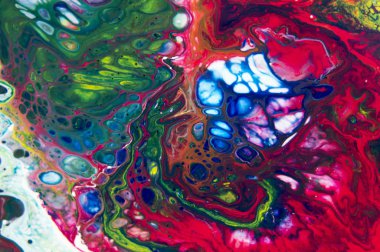 Akrilik, boya, soyut. Tabloya yakın çekim. Renkli soyut resim arkaplanı. Yüksek desenli yağlı boya. Yüksek kalite detaylar. Mermer. Mermer dokusu. Boya sıçraması. Renkli sıvı