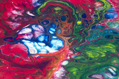 Akrilik, boya, soyut. Tabloya yakın çekim. Renkli soyut resim arkaplanı. Yüksek desenli yağlı boya. Yüksek kalite detaylar. Mermer. Mermer dokusu. Boya sıçraması. Renkli sıvı