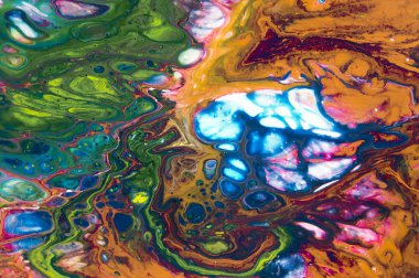 Akrilik, boya, soyut. Tabloya yakın çekim. Renkli soyut resim arkaplanı. Yüksek desenli yağlı boya. Yüksek kalite detaylar. Mermer. Mermer dokusu. Boya sıçraması. Renkli sıvı