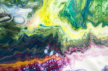 Akrilik, boya, soyut. Tabloya yakın çekim. Renkli soyut resim arkaplanı. Yüksek desenli yağlı boya. Yüksek kalite detaylar. Mermer. Mermer dokusu. Boya sıçraması. Renkli sıvı