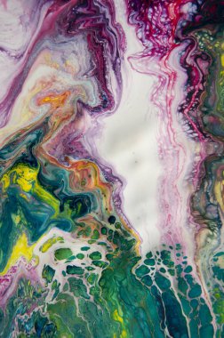Akrilik, boya, soyut. Tabloya yakın çekim. Renkli soyut resim arkaplanı. Yüksek desenli yağlı boya. Yüksek kalite detaylar. Mermer. Mermer dokusu. Boya sıçraması. Renkli sıvı