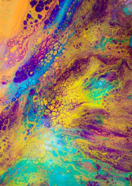 Akrilik, boya, soyut. Tabloya yakın çekim. Renkli soyut resim arkaplanı. Yüksek desenli yağlı boya. Yüksek kalite detaylar. Mermer. Mermer dokusu. Boya sıçraması. Renkli sıvı