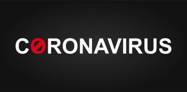 Corona Virüsü, (2019-ncov). Kırmızı virüs hastalığı ve beyaz Corona virüsü metin ve o harf siyah arkaplanda giriş işareti değil