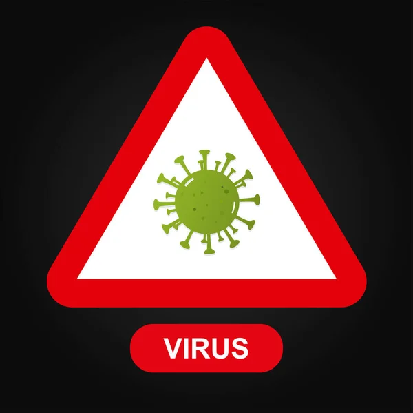 Corona Virus 2019 Ncov Koronarkrankheit Bakterium Alarmzeichen Und Virustext Unten — Stockvektor