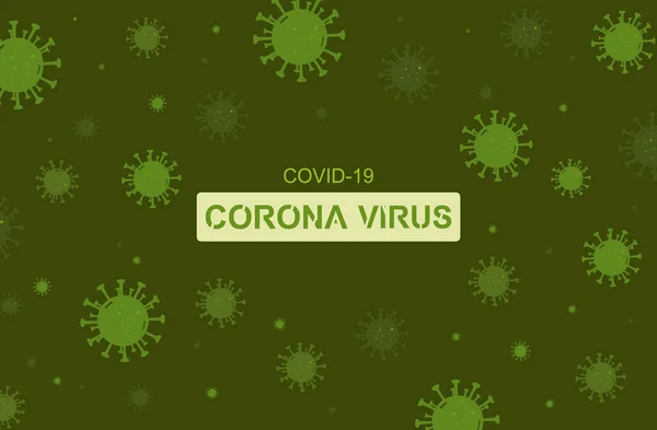 コロナウイルス 2019 Ncov 緑のコロナ病菌とコロナウイルスの碑文 — ストック写真