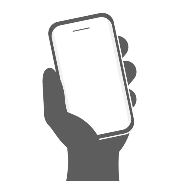 Χέρι Κρατήστε Έξυπνο Κινητό Τηλέφωνο Γκρι Χρώμα Λευκό Φόντο Απομονωμένο — Διανυσματικό Αρχείο