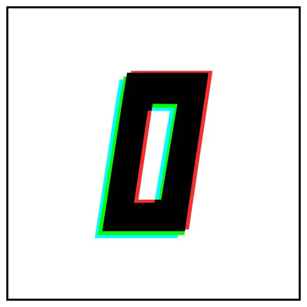 番号0 0ベクトルデザインのロゴ ダイナミック 分割色 番号の影赤 白の背景に黒のフレームで青 ソーシャルメディア デザイン要素 創造的なポスター 記念日のお祝い — ストックベクタ