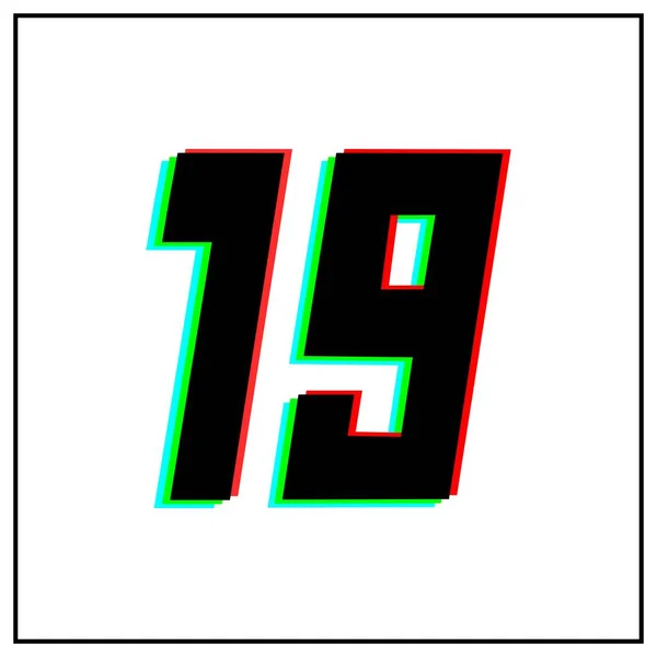 Número Diecinueve Logotipo Diseño Vectores Dinámica Color Dividido Sombra Número — Archivo Imágenes Vectoriales