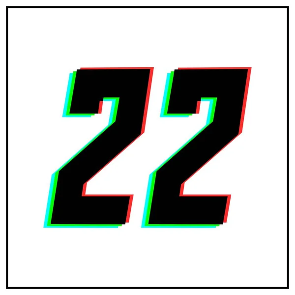 Número Veintidós Logotipo Diseño Vectores Dinámica Color Dividido Sombra Número — Archivo Imágenes Vectoriales