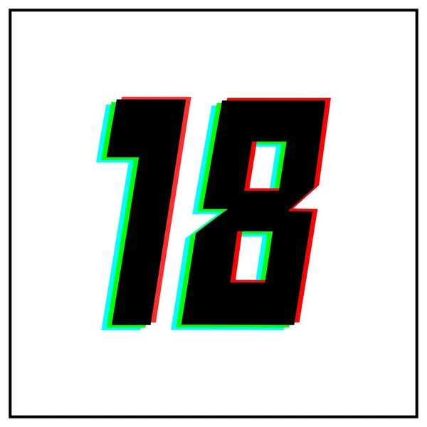 Número Dieciocho Vector Diseño Logo Dynamic Split Color Sombra Número — Archivo Imágenes Vectoriales