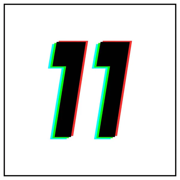 Одинадцять Векторних Зображень Логотипу Динамічний Спліт Кольоровий Тінь Числа Червоний — стоковий вектор