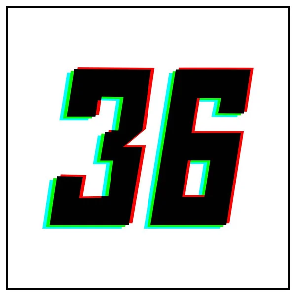 Número Treinta Seis Logotipo Diseño Vectores Dinámica Color Dividido Sombra — Vector de stock