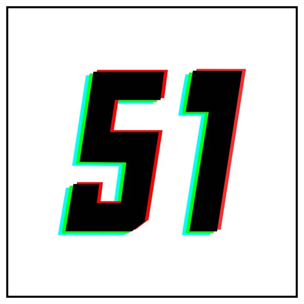 Numero Cinquantuno Vettore Desing Logo Dynamic Split Color Ombra Del — Vettoriale Stock