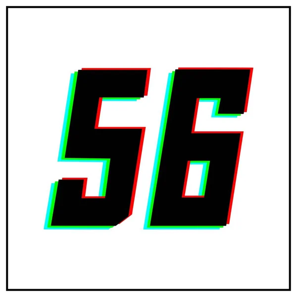 56号 56号矢量设计标志 动态的 分色的 红色的阴影 绿色的 蓝色的在白色背景上的黑色框架 用于社交媒体 设计元素 周年纪念庆祝 — 图库矢量图片