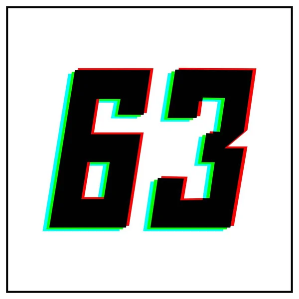 Nummer Dreiundsechzig Vektor Desing Logo Dynamisch Zweifarbig Zahlenschatten Rot Grün — Stockvektor