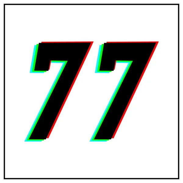 Número Setenta Sete Logotipo Desing Vetor Dinâmico Cor Dividida Sombra — Vetor de Stock