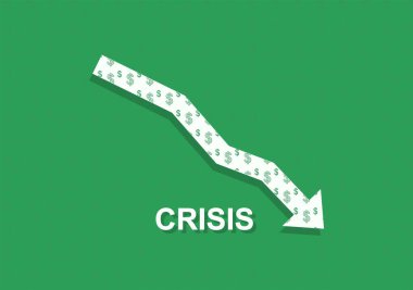 Finansal para, ekonomik kriz. Down Arcks grafik simgesi. Dolar krizi. Vektör illüstrasyonu