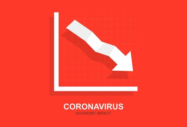 Covid Impatto Economico Del Coronavirus Freccia Verso Basso Indica Crisi — Vettoriale Stock